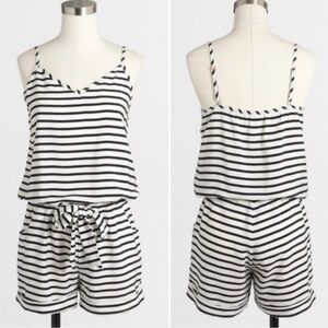 J Crew Striped Black and White Romper